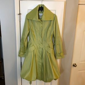 Raincoat,  Lime Green, Balloon Flair at Hemline